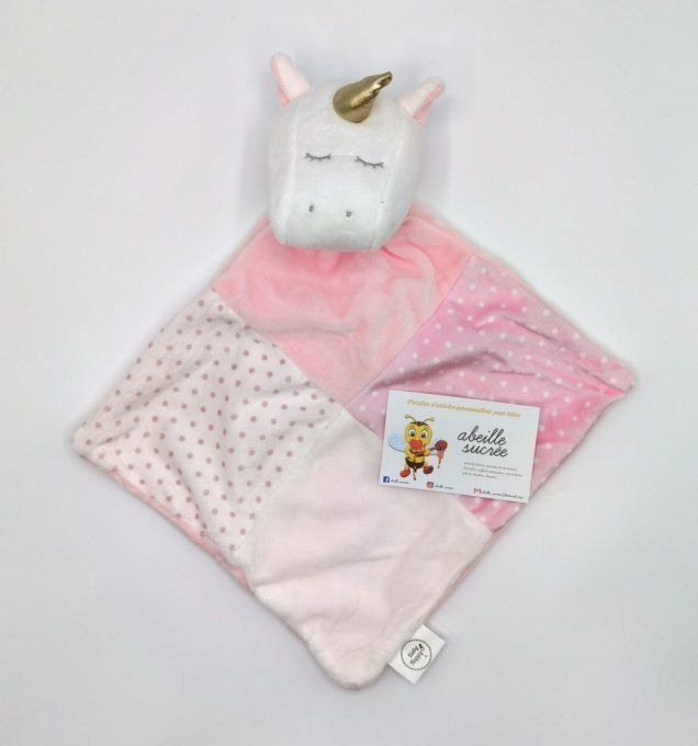 doudou licorne rose personnalisé  